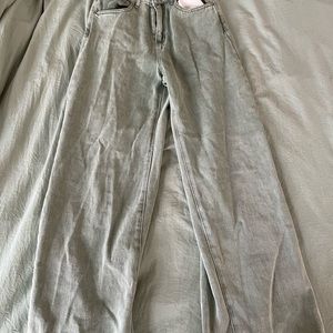 Wide Leg Green Jeans